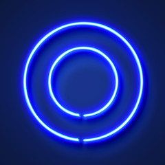 Letter O realistic glowing blue neon letter against a blue background