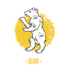 Vector heraldic shields with bear on a white background. Coat of arms, heraldry, emblem, symbol design elements.