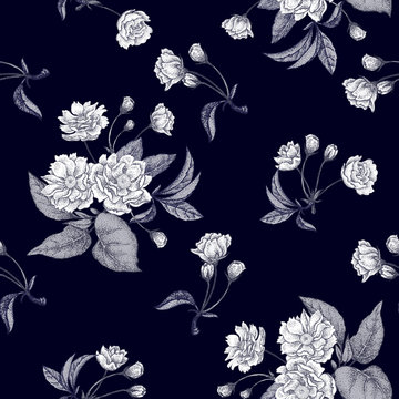 Seamless background with flower Chinese plum.