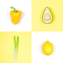 Creative layout of yellow and green vegetables