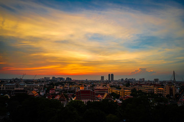 Overview cityscape with in twilight open sky. Bangkok city, Thailand.
