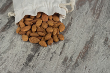 almonds bag background