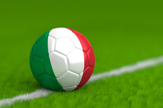Soccer Ball With Italian Flag 3D Render