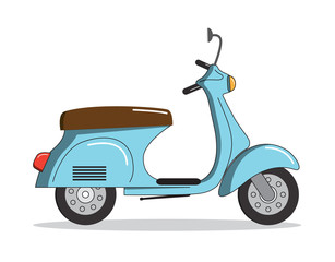 Blue vintage scooter icon. Vector illustration.