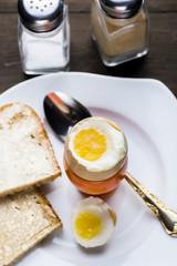 soft-boiled egg in a glass