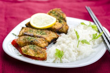 Fish in herbs seasoned