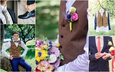 Men's wedding suit collage - elegant groom suits.