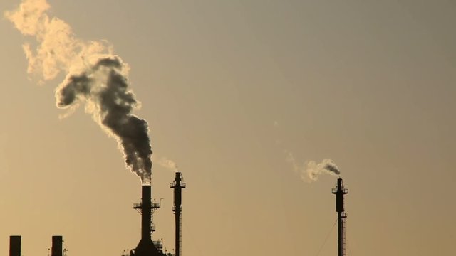 Industrial Plant Smoke Stacks close up