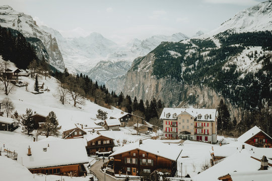 Village houses in white hills
