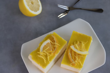 Homemade lemon cheesecake.