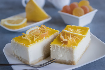 Homemade lemon cheesecake.