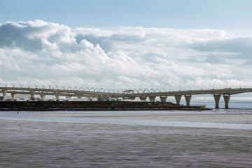 View of the Western high-speed diameter section of the ring road in St. Petersburg