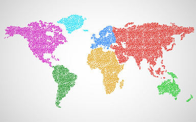Fototapeta na wymiar Abstract world map of colorful dots. Vector