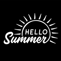Fototapeta na wymiar Hello Summer. Black and white lettering design. Decorative inscription. Hello summer vector and illustration. 