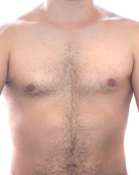 Freigestellter Brust- und Bauchbereich eines Mannes