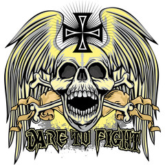 Gothic coat of arms with skull, grunge vintage design t shirts