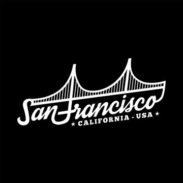 San Francisco. Black and white lettering design. Decorative inscription. Vintage vector and illustration.  
