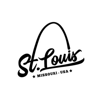 St. Louis. Black and white lettering design. Decorative inscription. Saint Louis vector and illustration. 