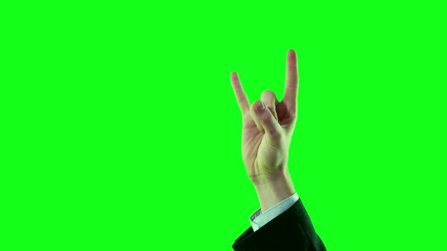 Heavy Metal Business Man Hand in Suit on Green Screen 4k Video Footage Set.