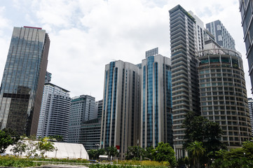 Financial district of downtown kuala lumpur with modern and luxury skyscrapers. Malaysia