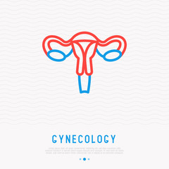 Uterus thin line icon. Modern vector illustration of gynecology.