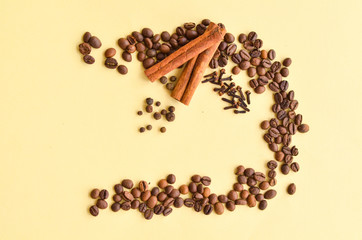 Spices are placed in a circle with a place under the text on a soft yellow background.