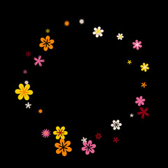 Cute Floral Pattern with Simple Small Flowers for Greeting Card or Poster. Naive Daisy Flowers in Primitive Style. Vector Background for Spring or Summer Design.