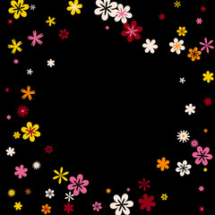 Cute Floral Pattern with Simple Small Flowers for Greeting Card or Poster. Naive Daisy Flowers in Primitive Style. Vector Background for Spring or Summer Design.