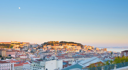 Lisbon panorama at sunset. Portugal