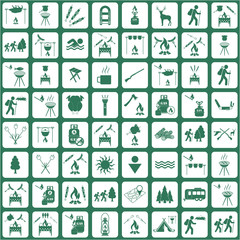 Set of travel and camping equipment icons
