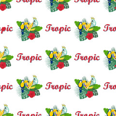 pattern with toukan and parrot © StockVector