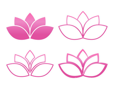 Lotus flower icon set.