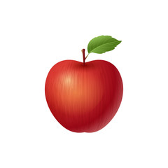red apple with green leaf