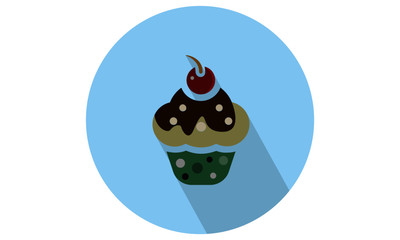 CupCake Flat Vector Icons for Food App and web