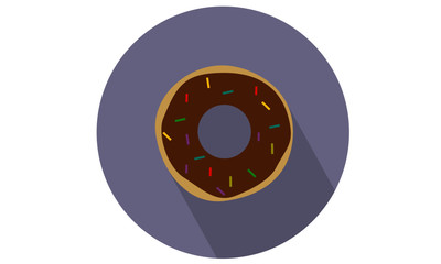 Donut / doughnut with chocolate frosting and sprinkles flat color vector icon for food apps and websites