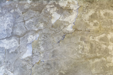 relief texture of the old antique wall, destruction and peeling plaster, damage to the stratum layer