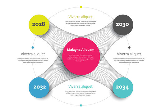 Infographic Layout with Multicolored Circles and Mesh