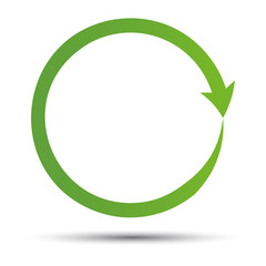Green recycling symbol of ecologically pure funds. Arrow. Ecological symbol. Green vector. Vector image.