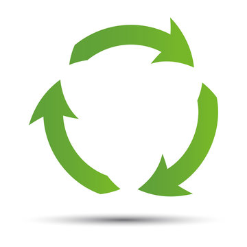 Green recycling symbol of ecologically pure funds. Arrow. Ecological symbol. Green vector. Vector image.