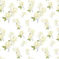 Magnolia seamlless pattern digital clip art watercolor flowers yellor flower illustration flowers illustration on white background