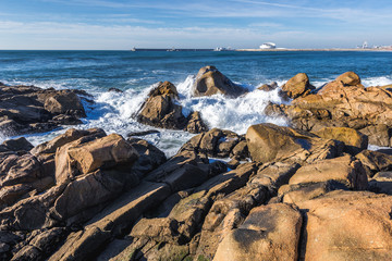 Ocean seen from Nevogilde district beach in Porto, Portugal