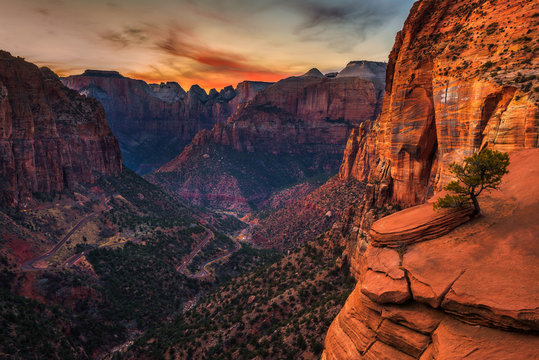 Sunset over Zion National Park, Utah