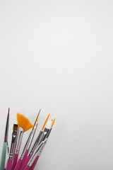 nail art brushes on white background, manicure art, makeup brushes