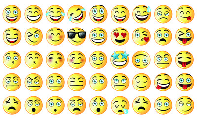 vector emoticons emoji set. cartoon face expression in yellow 