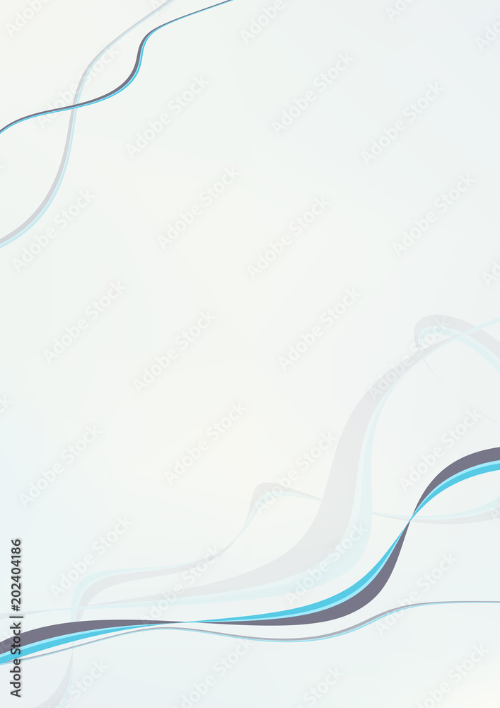 Poster Abstract background with blue turquoise wavy lines and place for text. Graphic vector pattern