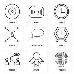 Set Of 9 simple editable icons
