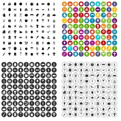 100 harvest festival icons set vector in 4 variant for any web design isolated on white