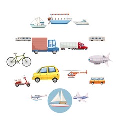 Transportation icons set. Outline illustration of 16 transportation vector icons for web