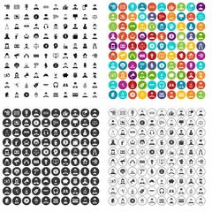 100 headhunter icons set vector in 4 variant for any web design isolated on white
