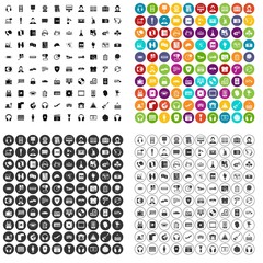 100 headphones icons set vector in 4 variant for any web design isolated on white